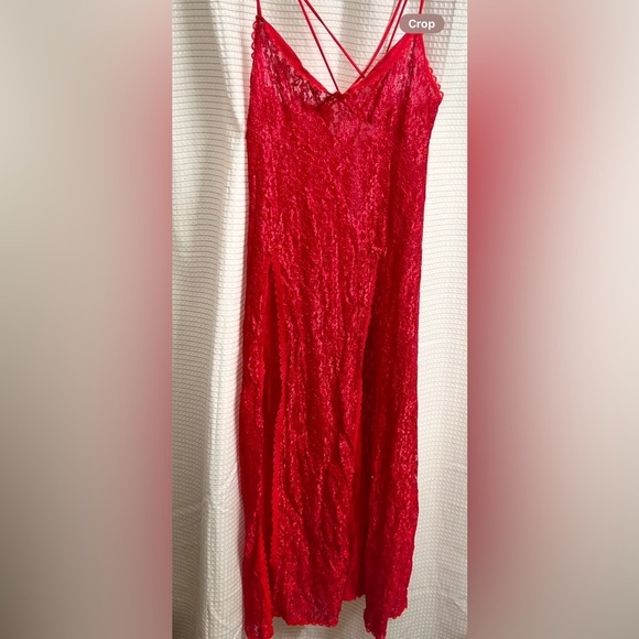 Red Nylon sheer Bodice long chemise Large vintage made in USA - Picture 8 of 8